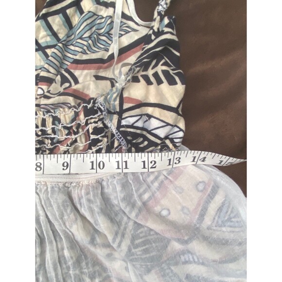 Vtg maxi sundress Halter neck fit and flare cotton boho gypsy cottage core M - Picture 11 of 12